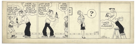 Chic Young Hand-Drawn Blondie Comic Strip From 1944 Titled Ceiling Price on Genius! -- Pop Goes the Catsup!
